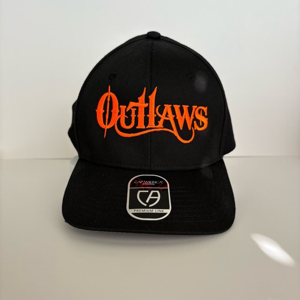 Outlaws Black and Orange Premium Line PBR Trucker Hat by Cap America